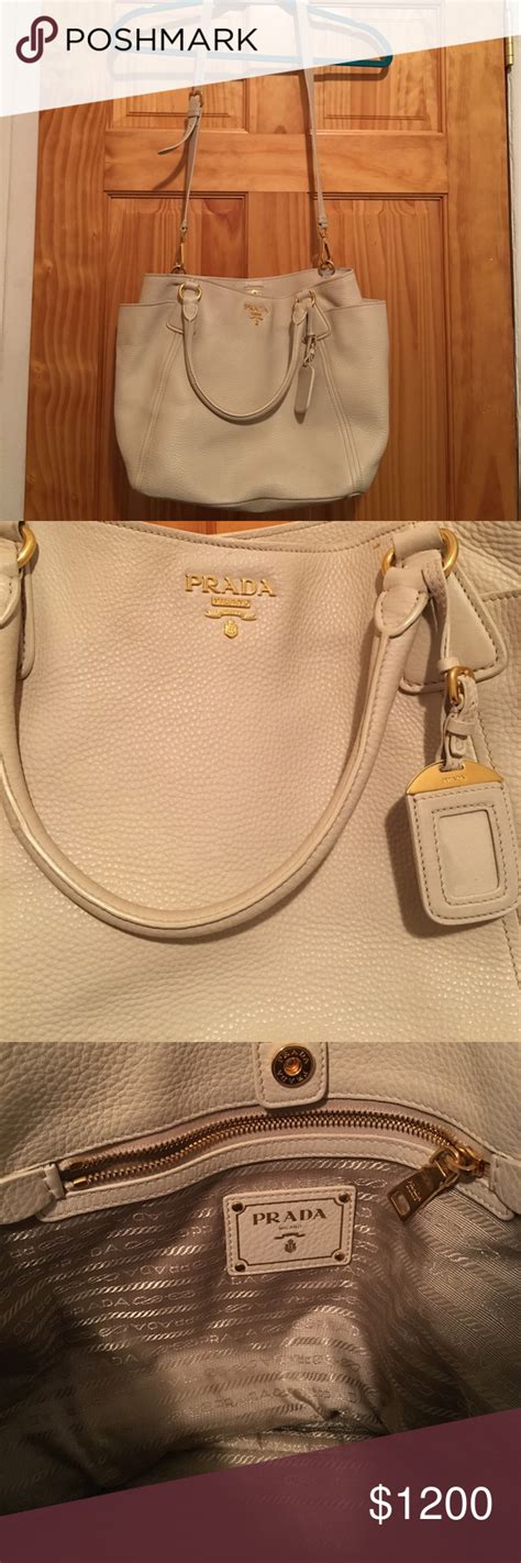 cream prada tote bag
